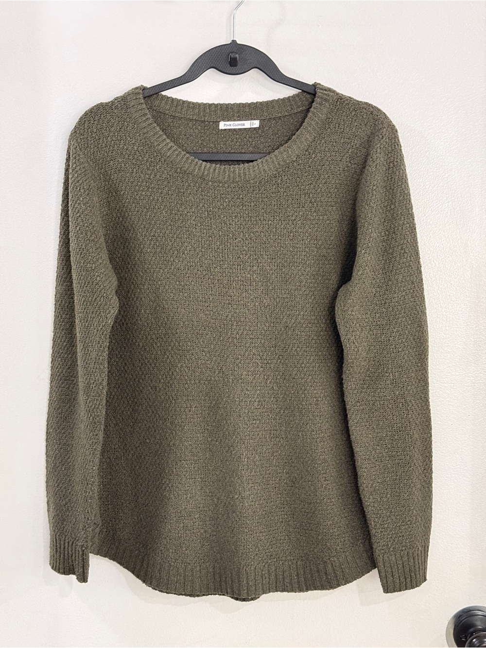 Pink Clover Olive Crewneck Textured Sweater - Size L